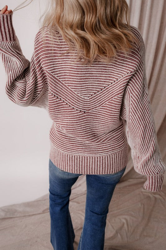 Stripe Ribbed Knit Boat Neck Sweater Shop Style & More | Fresh Looks, Everyday Deals & Free Shipping