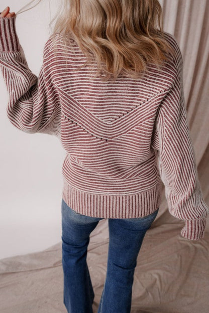 Stripe Ribbed Knit Boat Neck Sweater Shop Style & More | Fresh Looks, Everyday Deals & Free Shipping