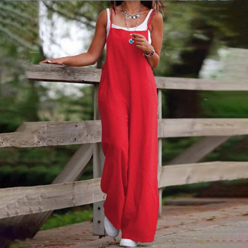 Plus Size Women's Solid Color Casual Jumpsuit - Sleeveless Romper With Pockets For Spring&Summer Grayceful LLC