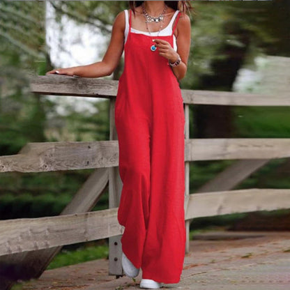 Plus Size Women's Solid Color Casual Jumpsuit - Sleeveless Romper With Pockets For Spring&Summer Grayceful LLC