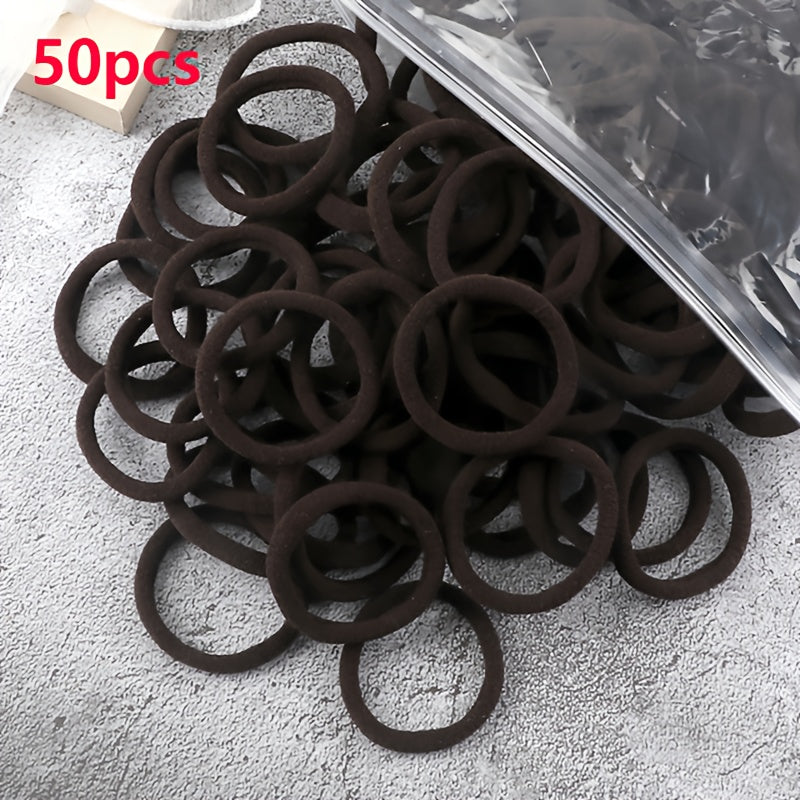 50pcs/Set Women   Basic Hair Bands 1.57inch Simple Solid Colors Elastic Headband Hair Ropes Ties Hair Accessories Ponytail Holder NovaCart
