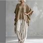 Women's Striped Batwing-Sleeve Loose Linen Two-Piece Set FitiqueFit