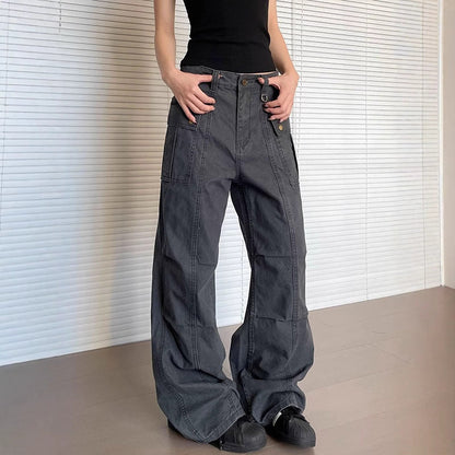 Women’s Straight Leg Slightly Flared Washed Casual Pants FitiqueFit