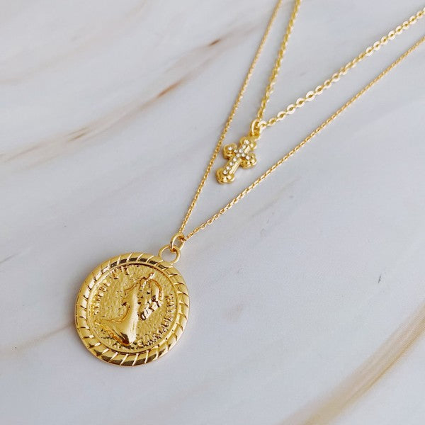 Cross And Coin Layered Necklace Shop Style & More | Fresh Looks, Everyday Deals & Free Shipping