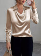 Satin Collared Neck Long Sleeve Blouse See size chart under “more details” The Fashion Celestial