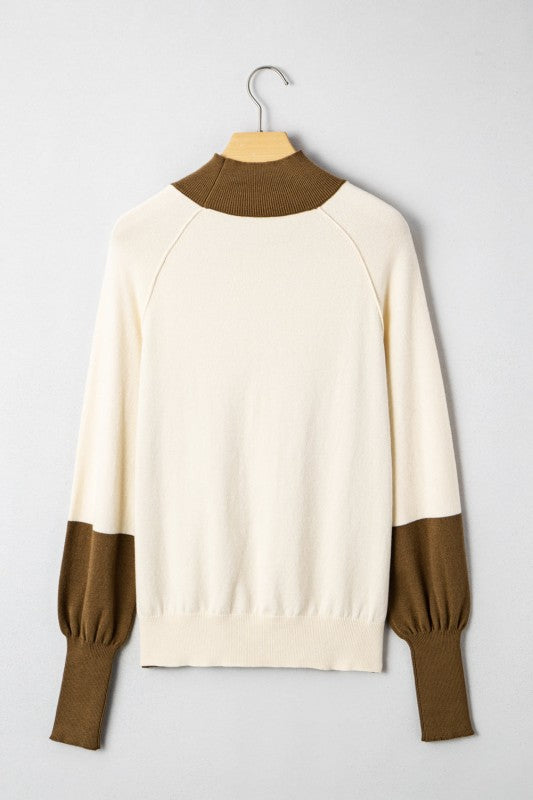 Colorblock Raglan Puff Sleeve Mock Neck Sweater Shop Style & More | Fresh Looks, Everyday Deals & Free Shipping