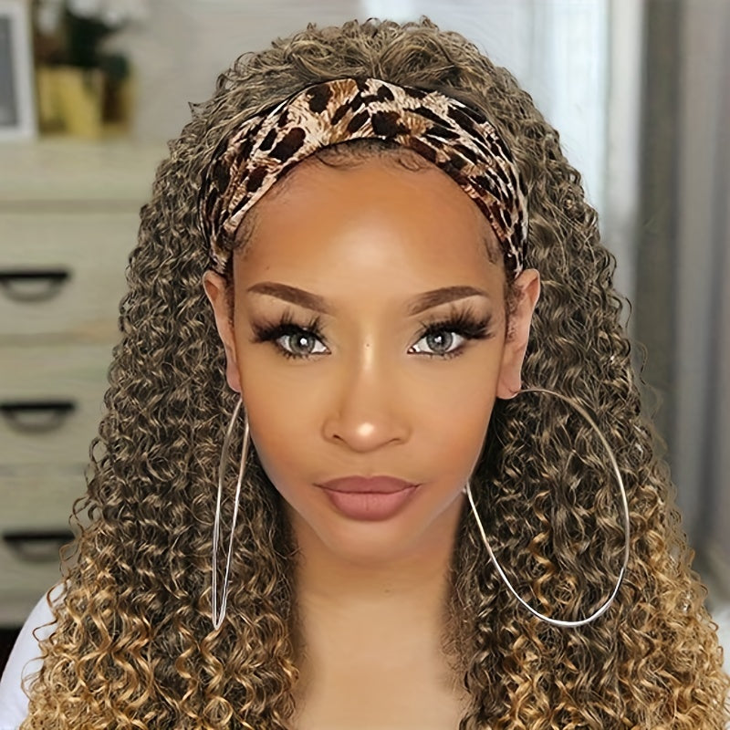 Ombre Blonde Curly Headband Wigs for Women Honey Blond Soft Hair Afro Curl Coily Synthetic Wig Headband Wigs for Mothers Day Gifts (Ombre Blonde) NovaCart