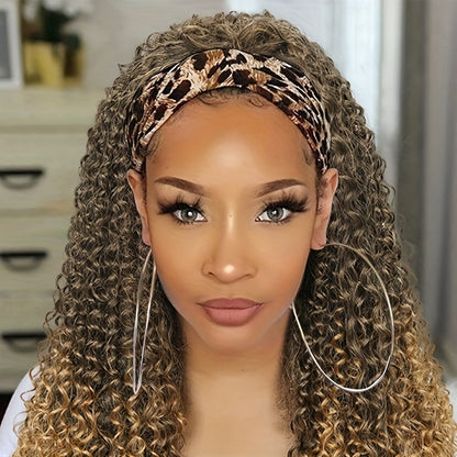 Ombre Blonde Curly Headband Wigs for Women Honey Blond Soft Hair Afro Curl Coily Synthetic Wig Headband Wigs for Mothers Day Gifts (Ombre Blonde) NovaCart