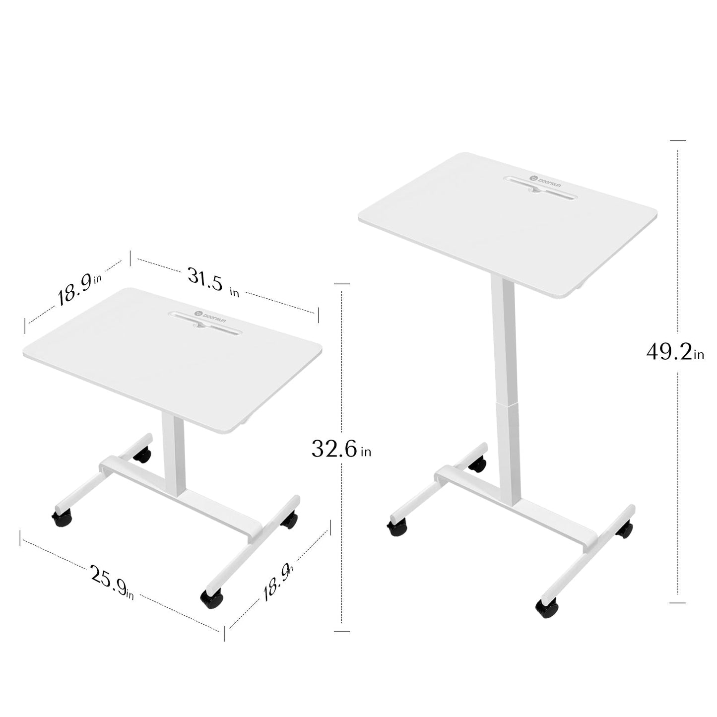 DeerRun® Adjustable Standing Desk - 31.5''L *18.9''W Large Rolling Laptop Desk for Treadmills DeerRun®