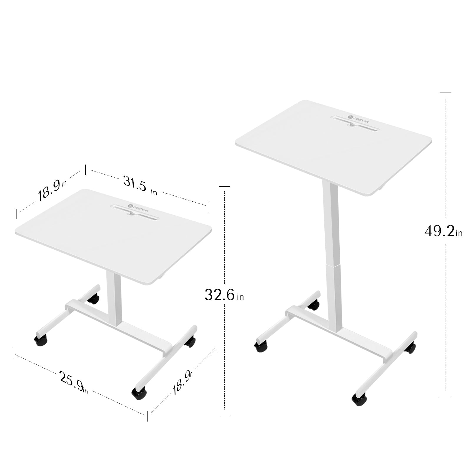 DeerRun® Adjustable Standing Desk - 31.5''L *18.9''W Large Rolling Laptop Desk for Treadmills DeerRun®