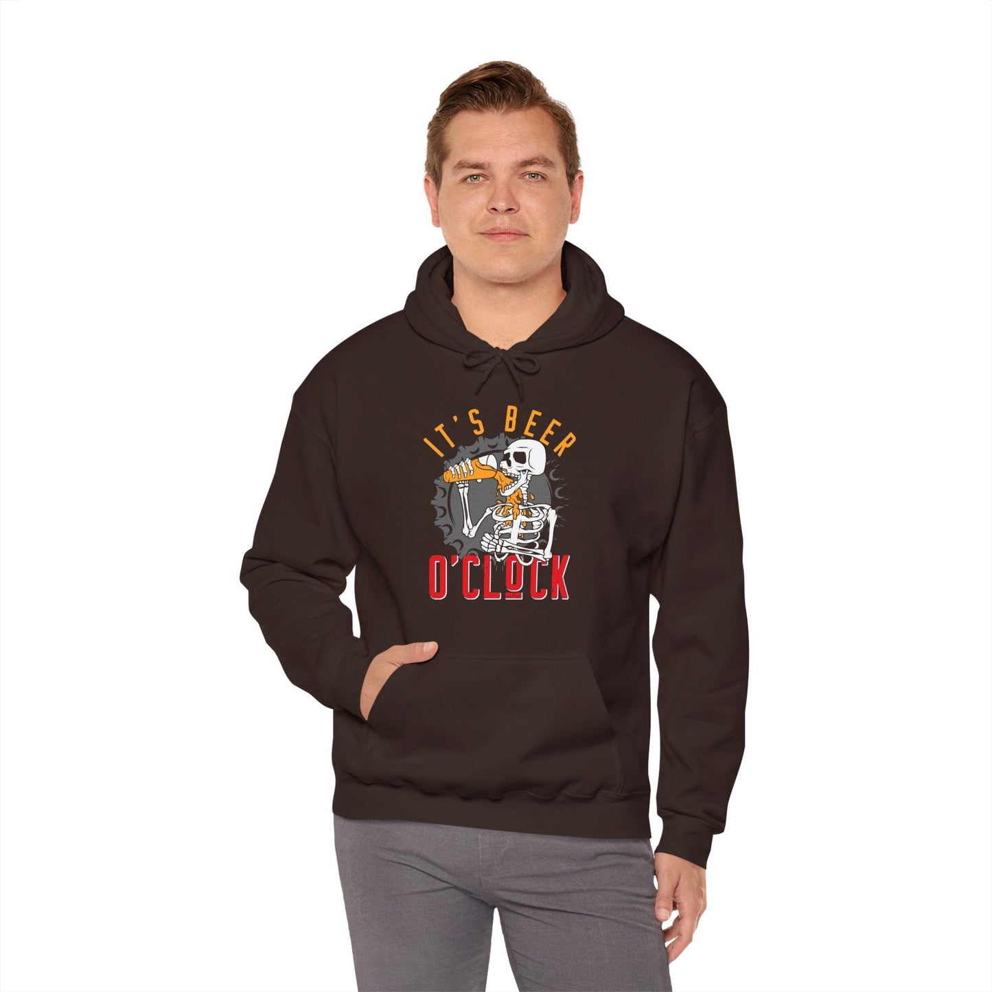 It's Beer O'Clock Skeleton Hooded Sweatshirt The Devil's Pickle