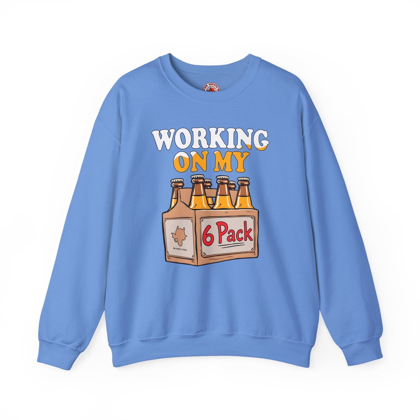 Working On My 6 Pack Crewneck Sweatshirt The Devil's Pickle