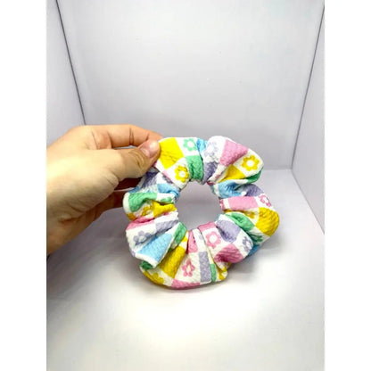 Mini Floral Checkered Spring Bullet Scrunchie Enchanted Scrunch