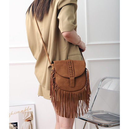 Dakota Tasseled Boho Leather Bag - Trendy Large Tassel Shoulder Bag Country in My Heart