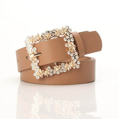 2023 Women'S Fashion Accessory, Elegant Alloy Rhinestone Pin Buckle Belt, Versatile Dress Decorative Accessory, Casual & Sporty Style, Hand Washable - Ideal for Weekend and Festive Occasions, Weekend Casual Wear|Elegant Acces NovaCart