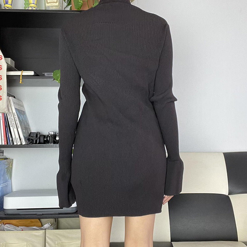 Women's V-Neck Ribbed Knit Button Cardigan Top – Black FitiqueFit