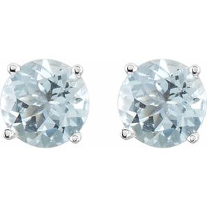 Platinum 6 mm Natural Aquamarine Earrings Ethereal Legacy Boutiques