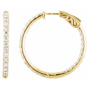 14K Yellow 2 1/10 CTW Lab-Grown Diamond Inside-Outside 29.5 mm Hoop Earrings Ethereal Legacy Boutiques