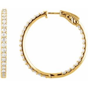 14K Yellow 3 CTW Natural Diamond Inside-Outside 34.5 mm Hinged Hoop Earrings Ethereal Legacy Boutiques