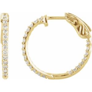 14K Yellow 1 CTW Natural Diamond Inside-Outside 26.5 mm Hinged Hoop Earrings Ethereal Legacy Boutiques
