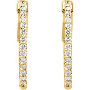 14K Yellow 1 CTW Lab-Grown Diamond Inside-Outside 26.5 mm Hinged Hoop Earrings Ethereal Legacy Boutiques