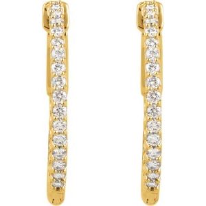 14K Yellow 3/4 CTW Natural Diamond Inside-Outside 23 mm Hinged Hoop Earrings Ethereal Legacy Boutiques