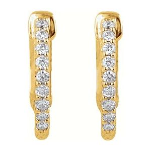 14K Yellow 1/4 CTW Natural Diamond Inside-Outside 14.5 mm Hinged Hoop Earrings Ethereal Legacy Boutiques
