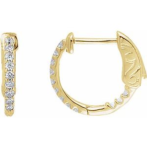 14K Yellow 1/4 CTW Natural Diamond Inside-Outside 14.5 mm Hinged Hoop Earrings Ethereal Legacy Boutiques