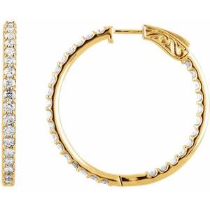 14K Yellow 1 CTW Lab-Grown Diamond Inside-Outside 26.5 mm Hinged Hoop Earrings Ethereal Legacy Boutiques