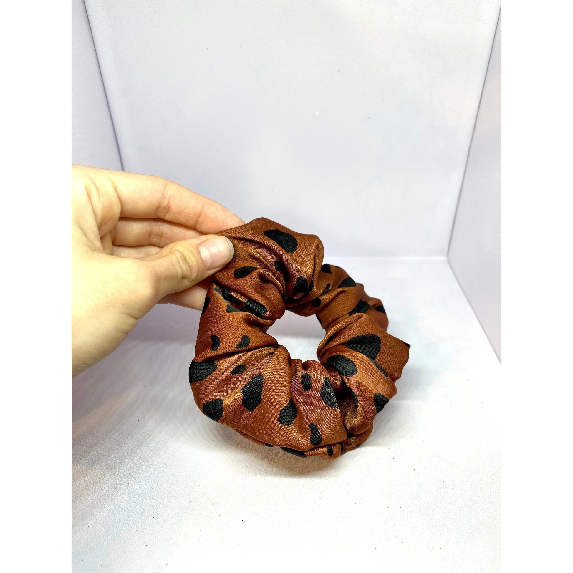 Mini Brown Spotted Silk Scrunchie Enchanted Scrunch