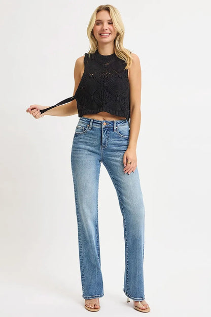RISEN Full Size Tummy Control High Rise Straight Jeans Plus Size West2East Surf