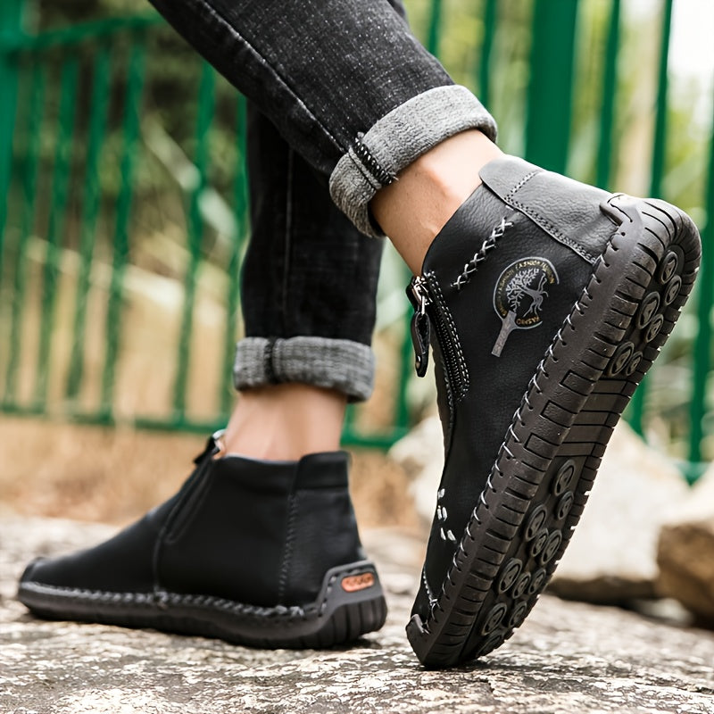 Men's Handmade PU Boots with Zipper, Casual NovaCart