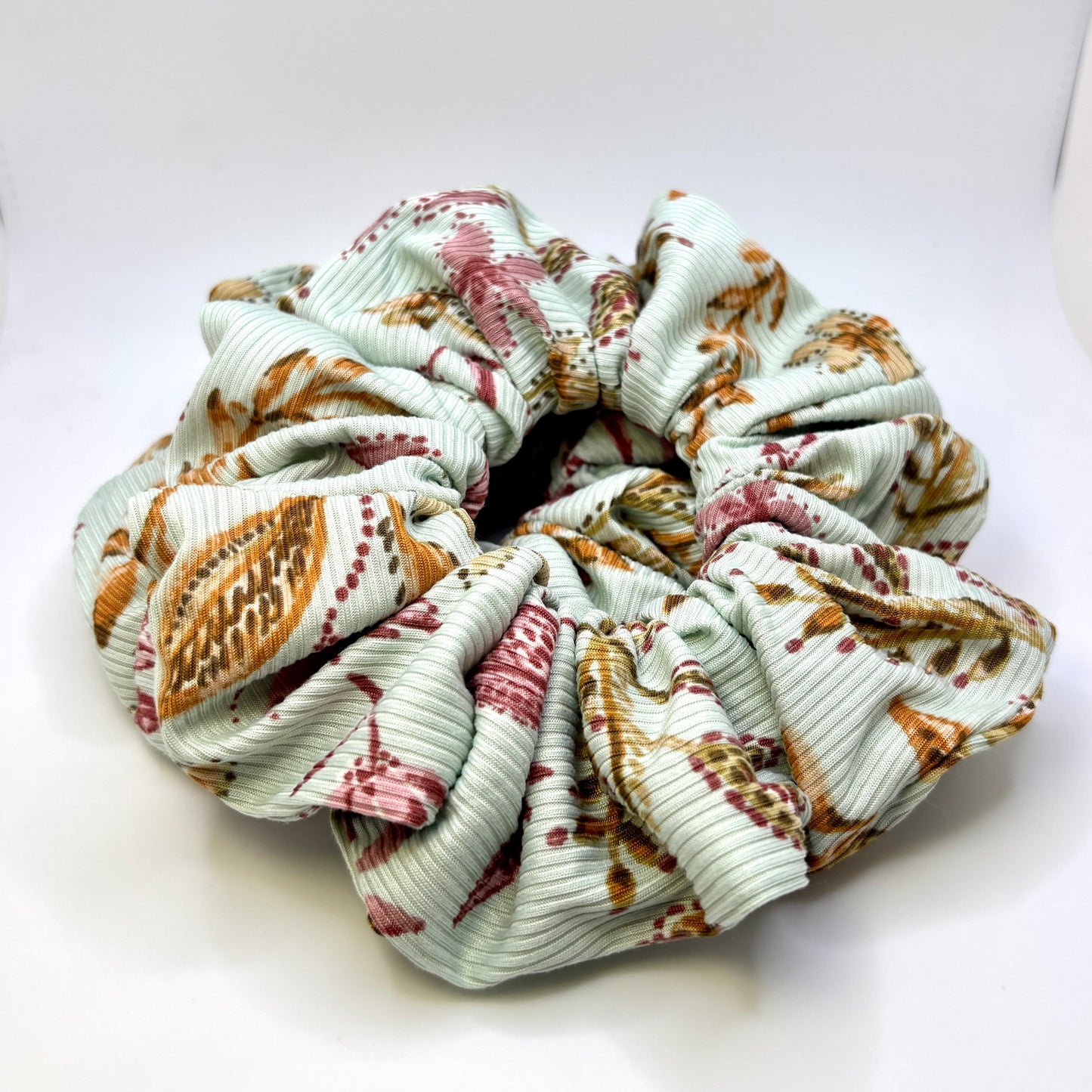 Leaf Floral Sage Ribbed Scrunchie Enchanted Scrunch