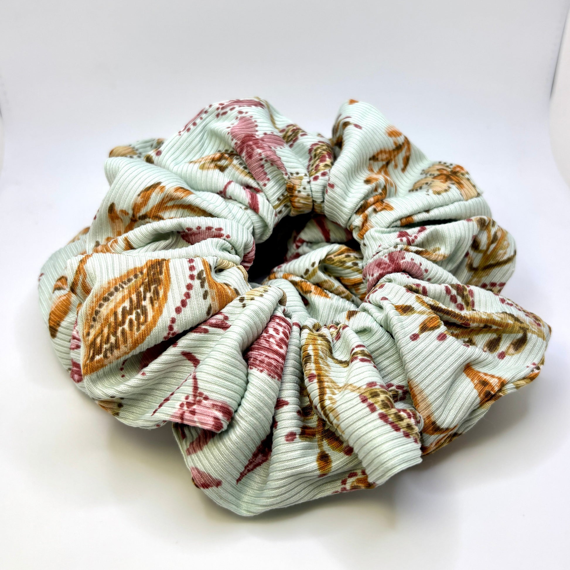 Leaf Floral Sage Ribbed Scrunchie Enchanted Scrunch