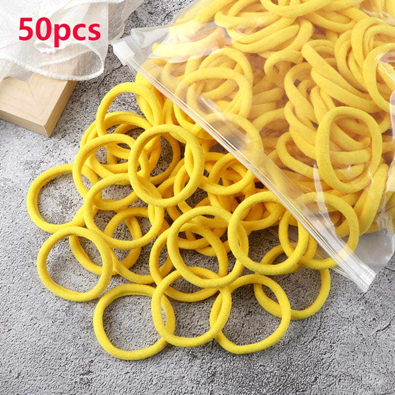 50pcs/Set Women   Basic Hair Bands 1.57inch Simple Solid Colors Elastic Headband Hair Ropes Ties Hair Accessories Ponytail Holder NovaCart