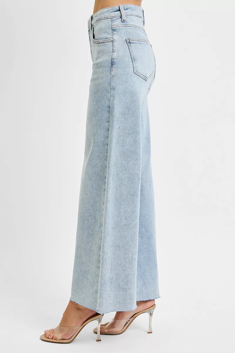 RISEN Full Size High Rise Ankle Wide Palazzo Jeans Plus Size Garden Naked Curves