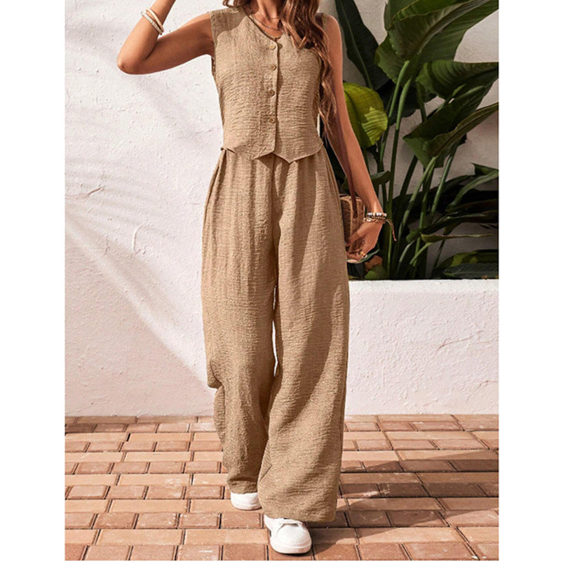 Women’s crop vest blazer wide leg pants set FitiqueFit
