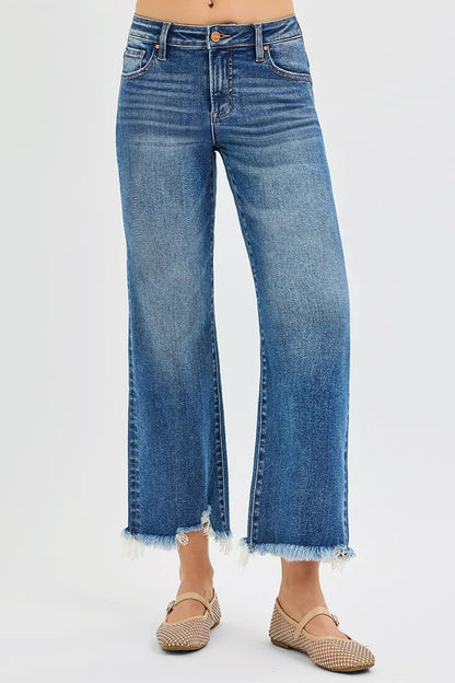 RISEN Full Size Mid Rise Crop Straight Jeans Plus Size West2East Surf