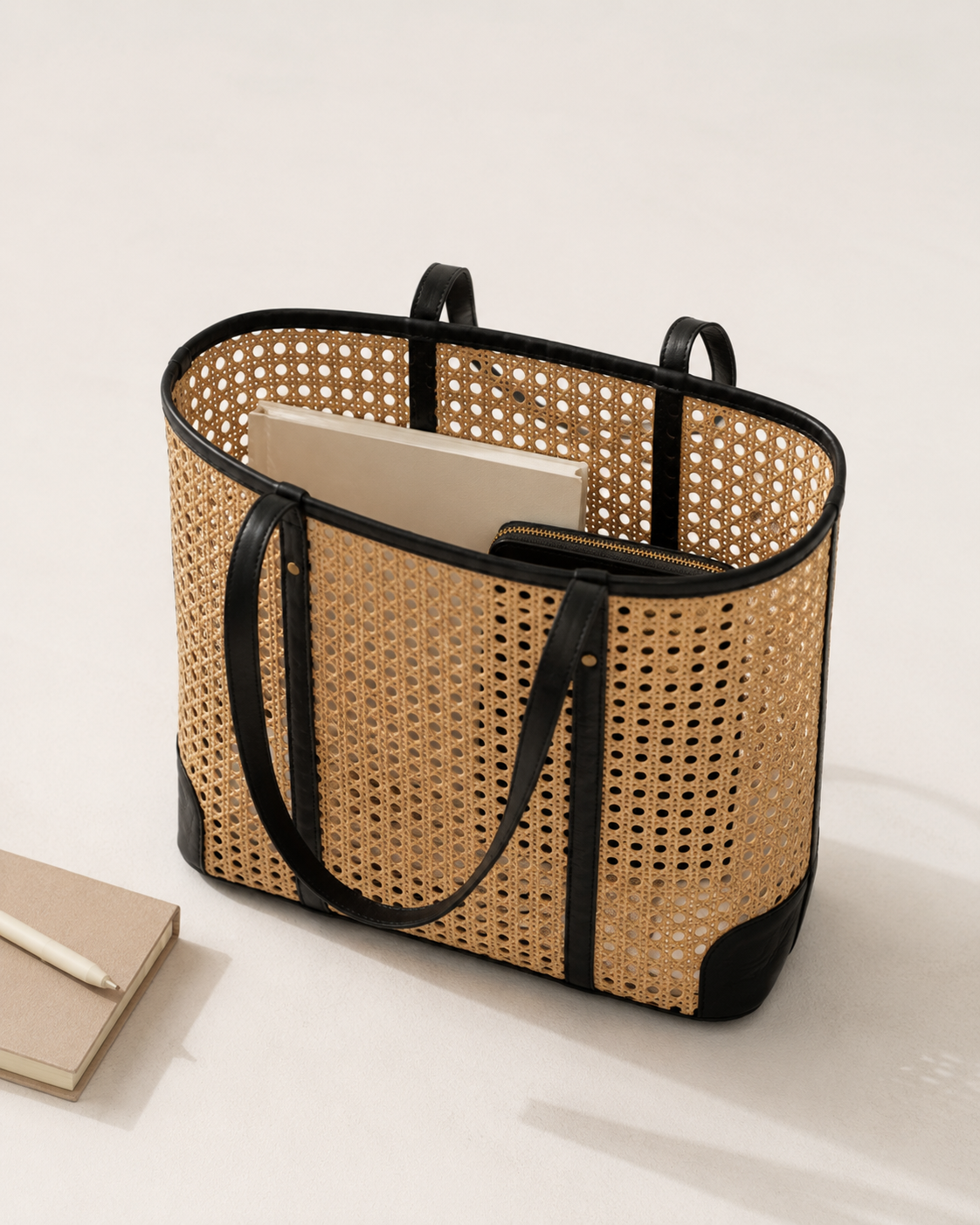 Dian Leather and Rattan Tote Bag Village Thrive