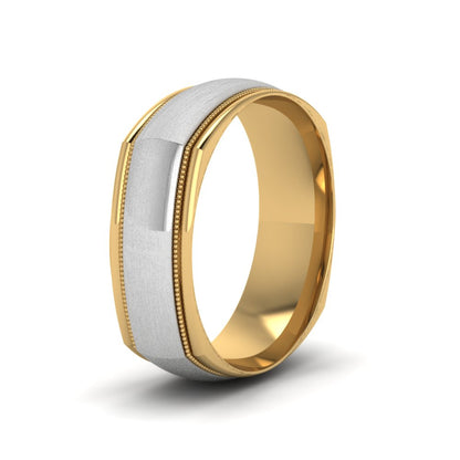 Two Tone Milgrain Square Mens Band Ring Fascinating Diamonds