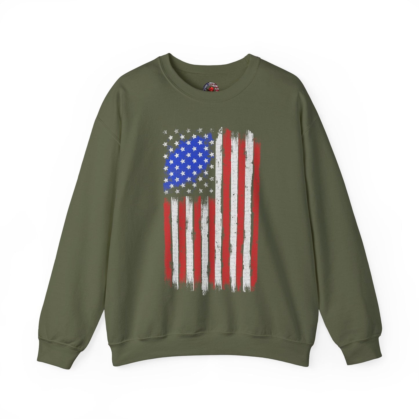 Tattered American Flag Crewneck Sweatshirt The Devil's Pickle