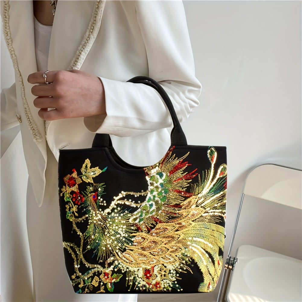Wo 'S Embroidered Satchel Bag, Fashion Double Handle Purse, Retro Style Handbag with Removable Strap NovaCart