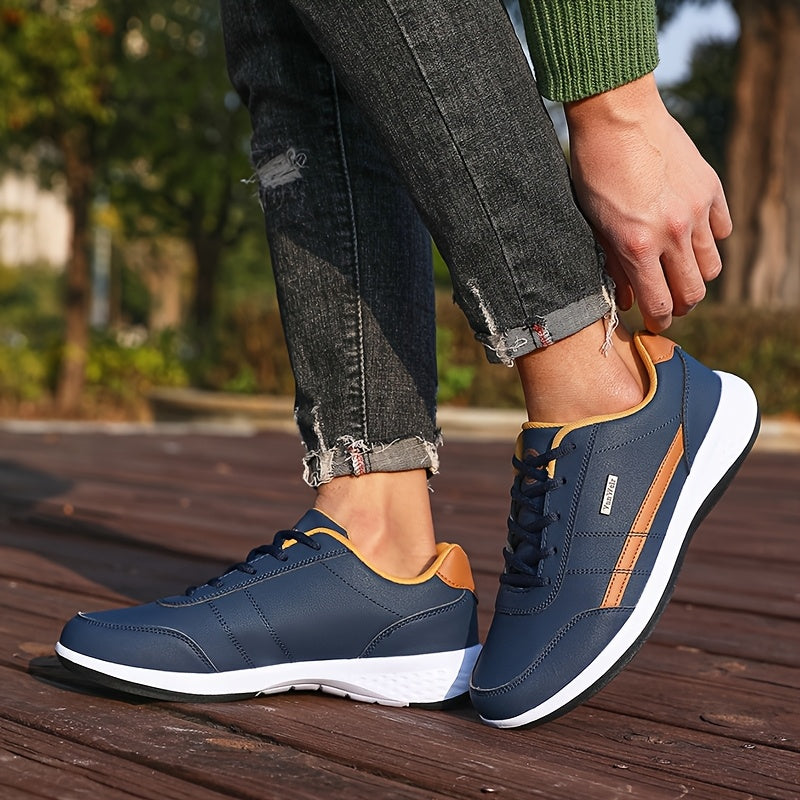 VanWeir Lightweight Men'S Shoes | Navy Blue/White, Lace-up sneakers with MD/TPR Sole, Breathable Fabric Lining for Outdoor, Hiking & Casual Wear NovaCart