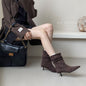 Pointed Toe Mid-Calf High Heel Boots for Women FitiqueFit