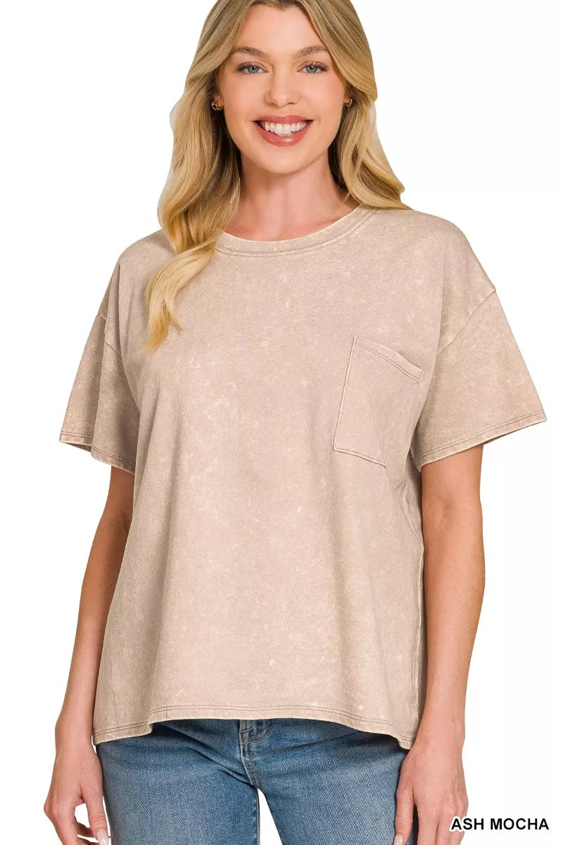 Zenana French Terry Acid Washed Relaxed Top & Short Set New Era Fashion LLc