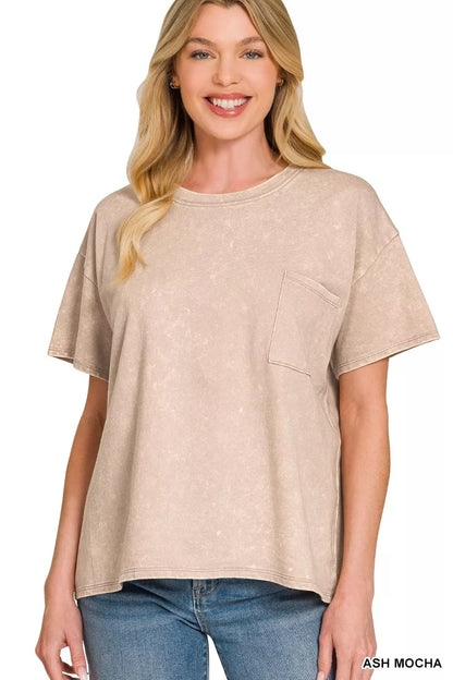 Zenana French Terry Acid Washed Relaxed Top & Short Set New Era Fashion LLc