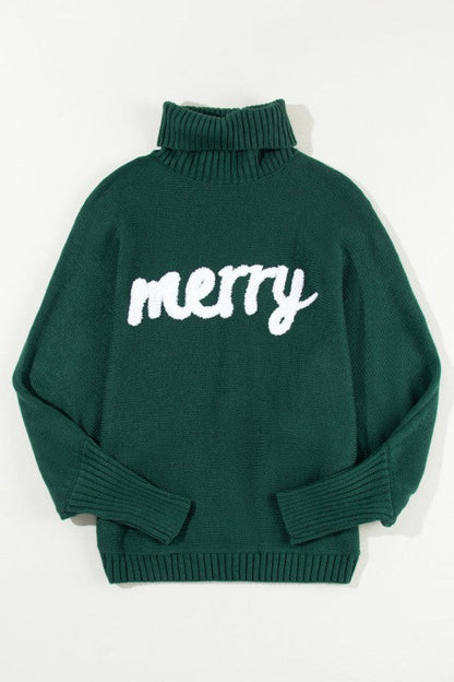 Christmas Merry Embroidered Puff Sleeve Turtleneck Shop Style & More | Fresh Looks, Everyday Deals & Free Shipping
