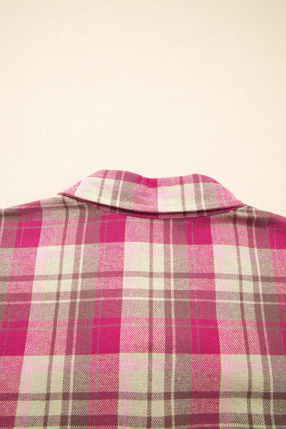 Pink Waffle Patch Pocket Plaid Patchwork Plus Size Shirt Garden Naked Curves