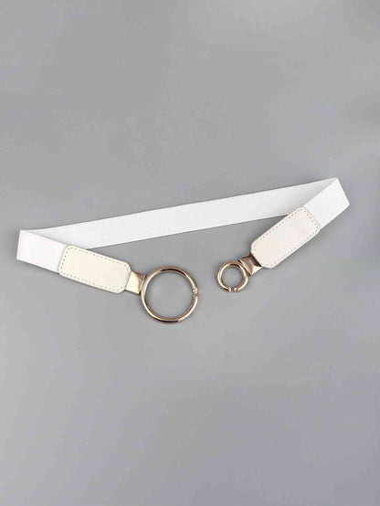 ElegantStyle Double Ring Buckle Elastic PU Belt – Adjustable Comfort Fit See size chart under “more details” The Fashion Celestial