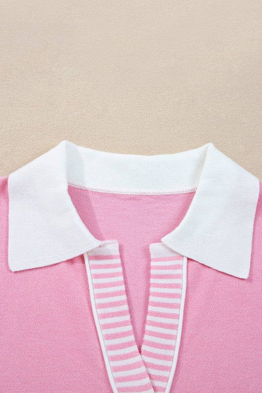 Stripe Colorblock Collared Drop Shoulder Sweater Shop Style & More | Fresh Looks, Everyday Deals & Free Shipping